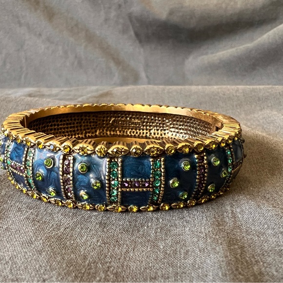 Heidi Daus Blue green rhinestone C clamper Bracelet - Picture 3 of 7